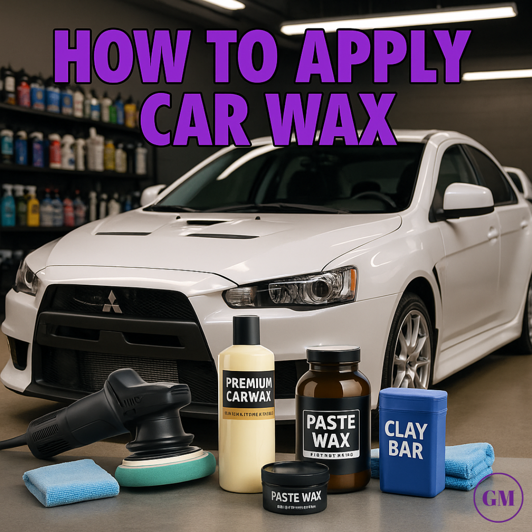 dual action polisher, microfiber towels, waxes, clay bar. how to apply wax.