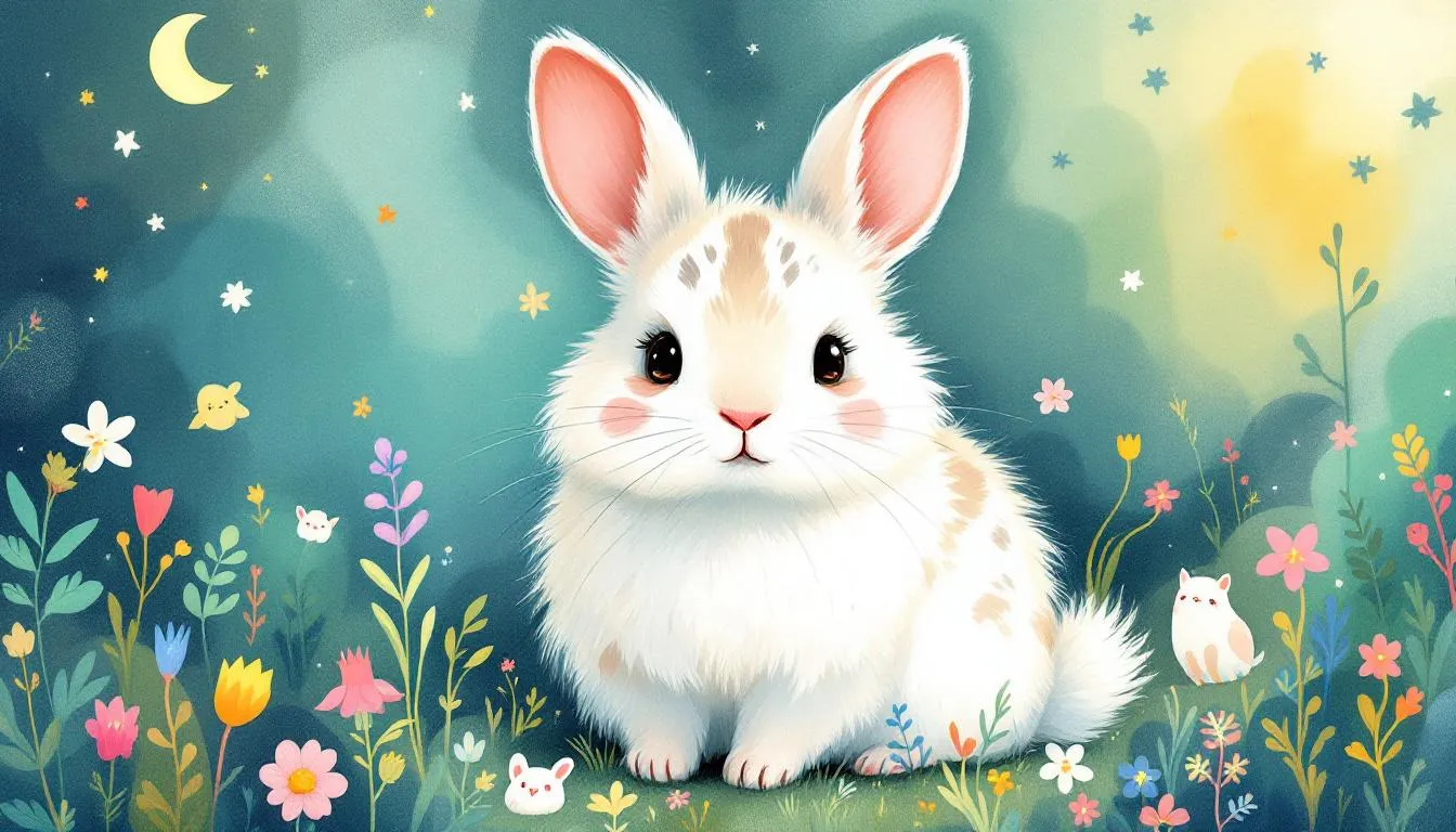 A chinchilla rabbit with distinct markings and soft fur.