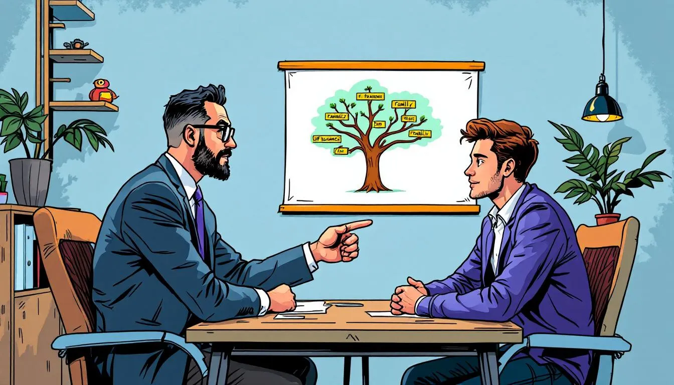 A financial advisor explaining life insurance options to a couple, emphasizing the importance of understanding life insurance needs.