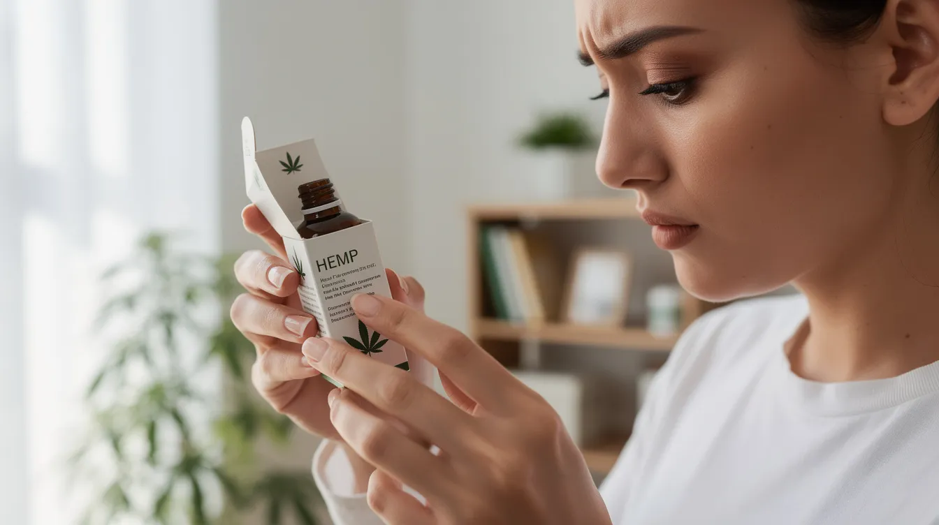 A person is intently examining the label and packaging of a hemp-derived THCA product in a bright room, ensuring they understand the legal status and THC concentration according to West Virginia's medical cannabis program. This careful reading highlights the importance of being informed for registered medical cannabis patients and those considering legal access to hemp-derived products.
