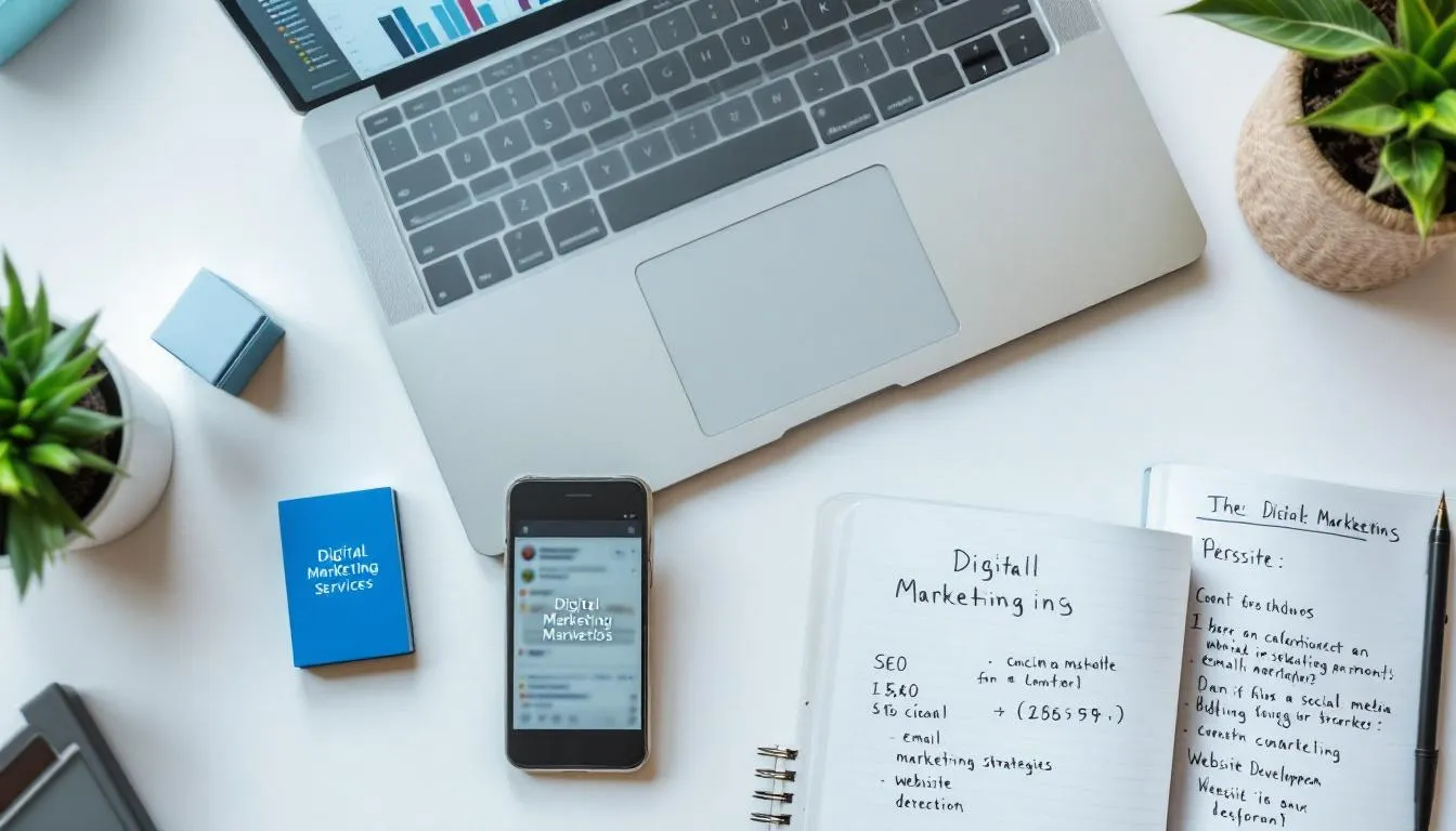 The image showcases a digital marketing agency offering a variety of services, including SEO, content marketing, and social media marketing. It highlights the agency's commitment to providing bespoke digital marketing strategies tailored to enhance online visibility and drive business growth for ambitious brands.