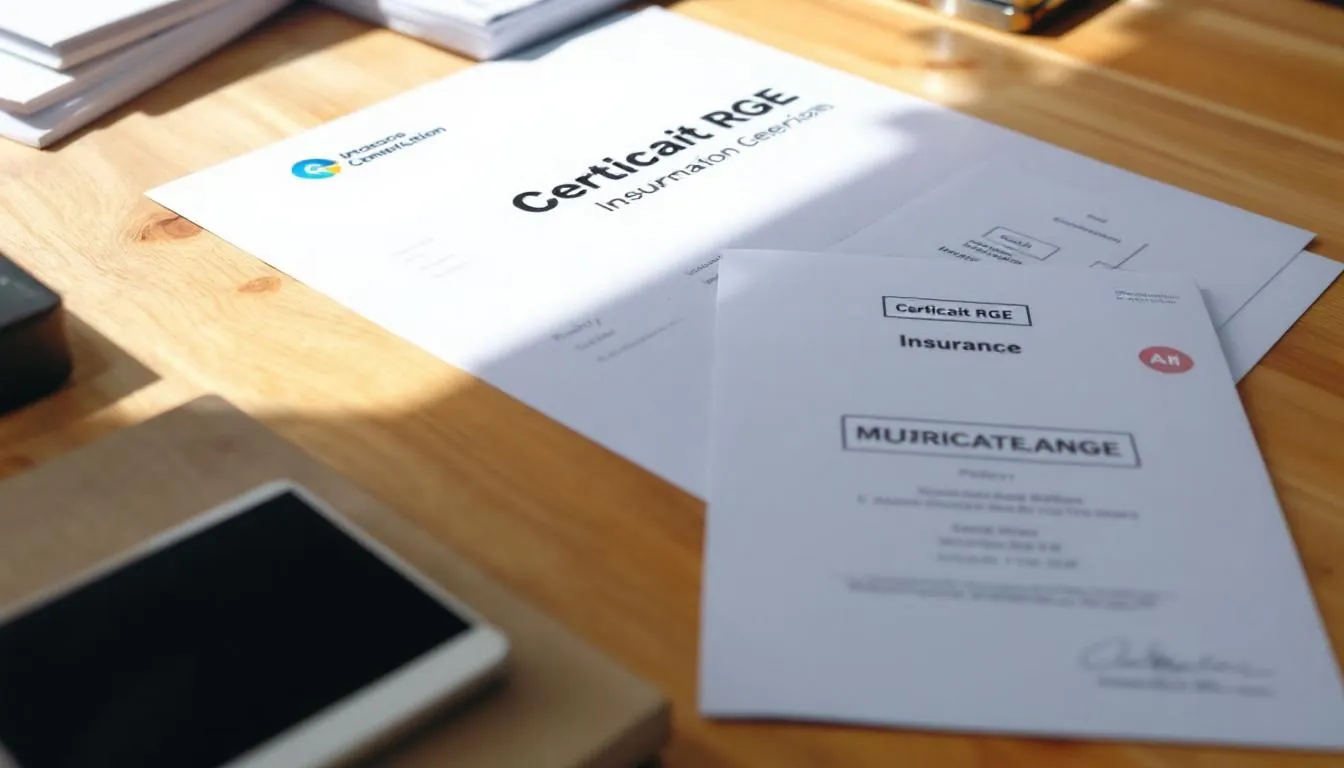 L'image montre un artisan tenant un certificat RGE et des documents d'assurance, symbolisant la confiance et la qualité des services offerts pour la pose de fenêtres et de menuiseries. Ces éléments sont essentiels pour assurer la sécurité et la satisfaction des clients dans leurs projets de rénovation.