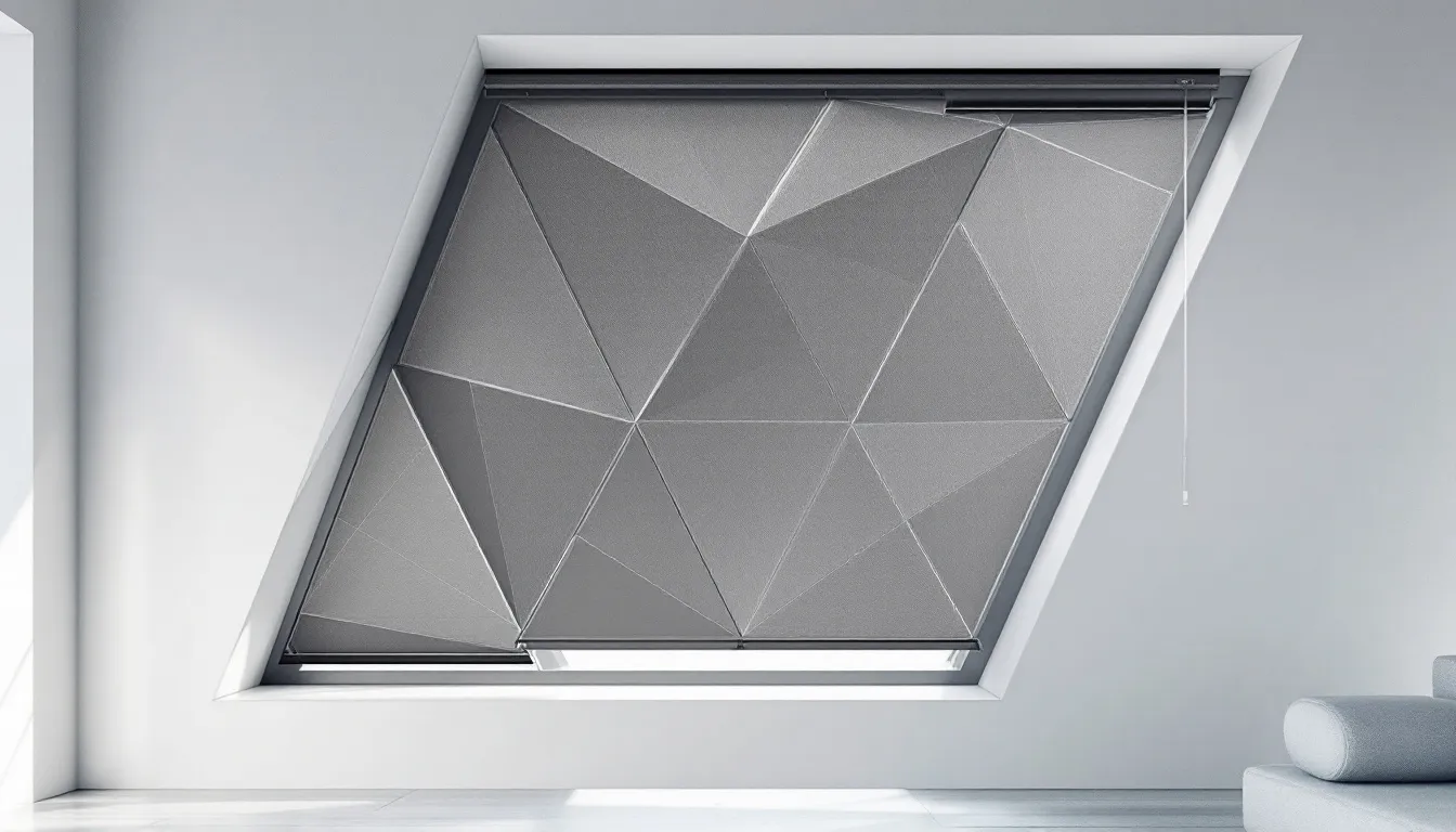 A trapezoid window with unique shapes and angles, showcasing the challenge of fitting blinds.