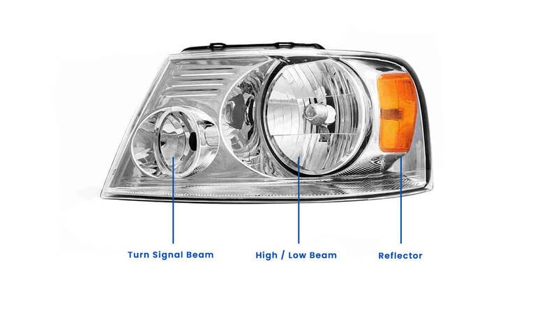 Inside assembly of a headlight