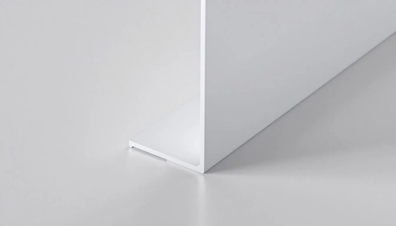 Close-up van een wit K-VISION Classic profiel, dat wordt gekenmerkt door zijn strakke en vlakke lijnen. Dit klassieke kunststof kozijn biedt uitstekende isolatiewaarden en een moderne uitstraling, waardoor het een populaire keuze is voor talrijke bouwprojecten.