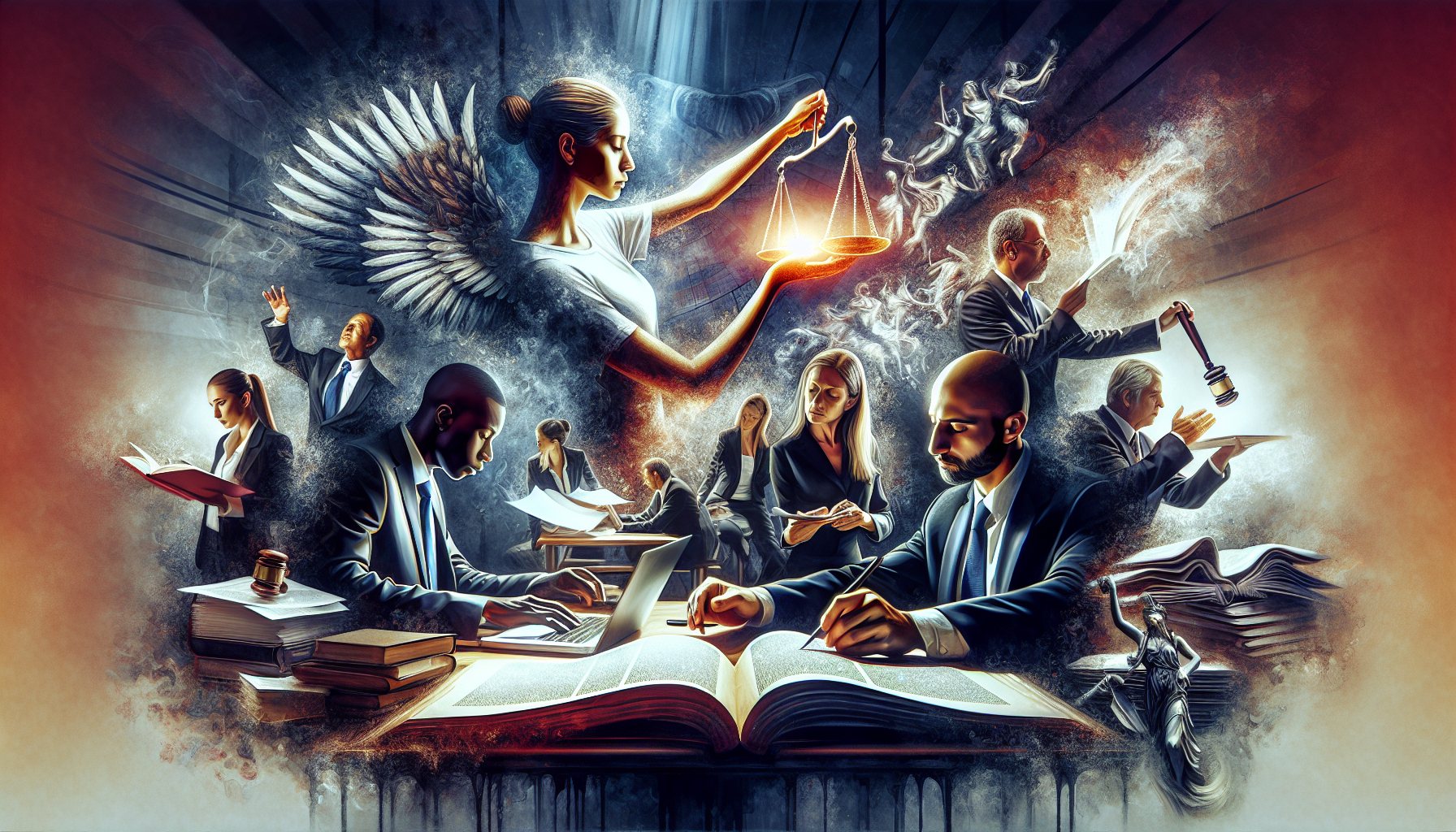 Artistic representation of personal injury lawyers providing litigation support