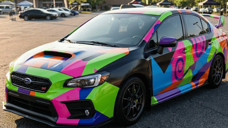 crazy vinyl car wraps with random mixing of the colors