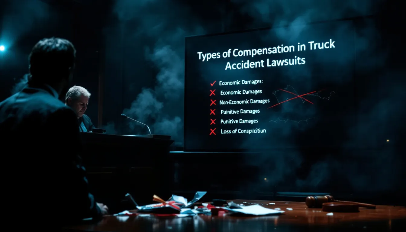 Types of compensation in truck accident lawsuits.