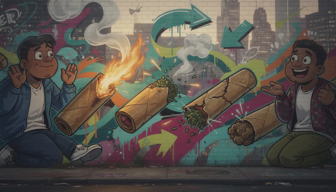 Häufige Probleme beim Blunt drehen, wie schief brennende Blunts.