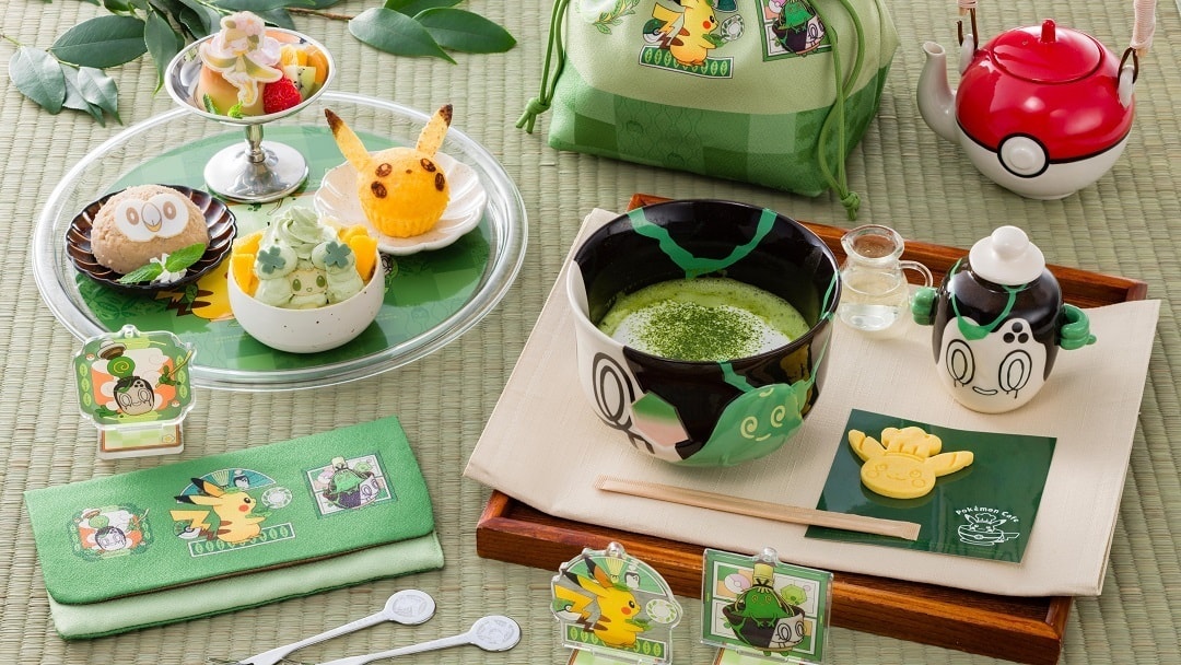 Cafe Poltchageist menu with cute sweets and traditional Japanese matcha