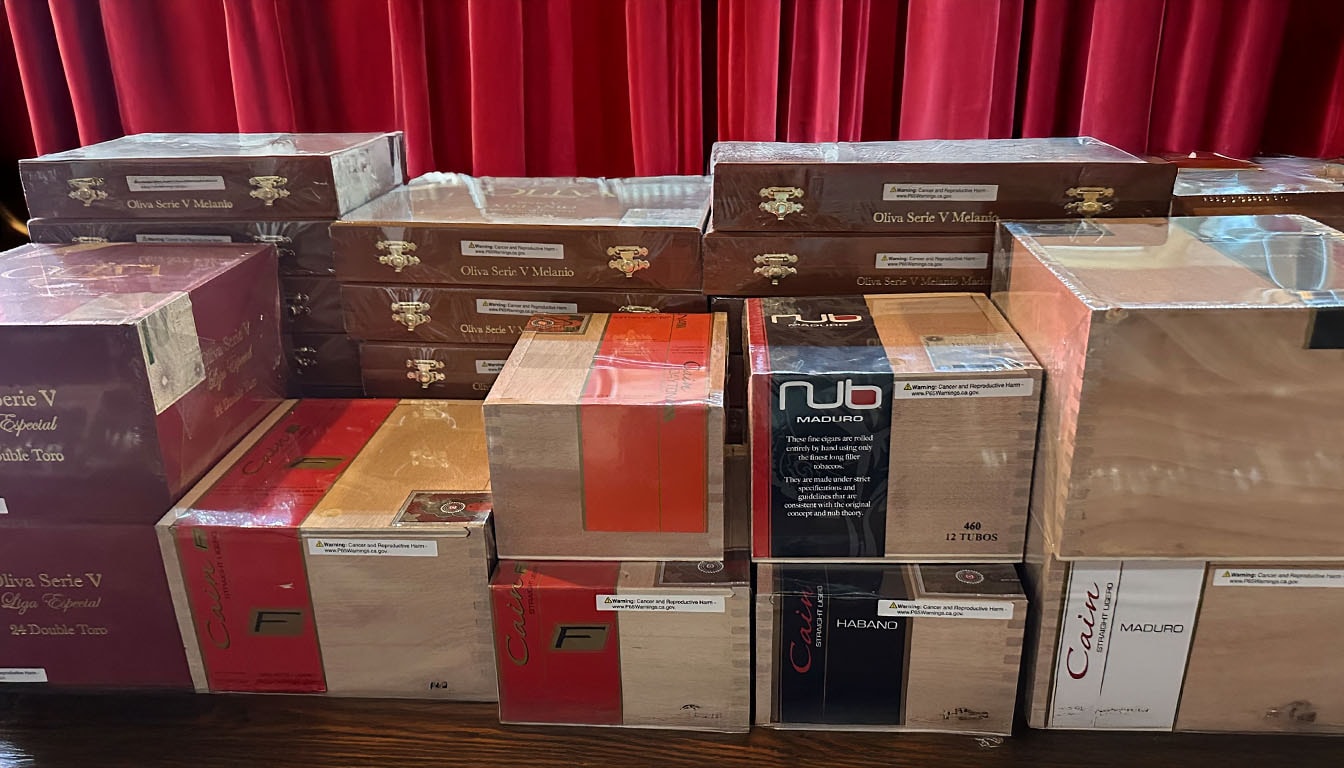 The Oliva Serie V Melanio Maduro cigars, known for their rich flavors and quality.