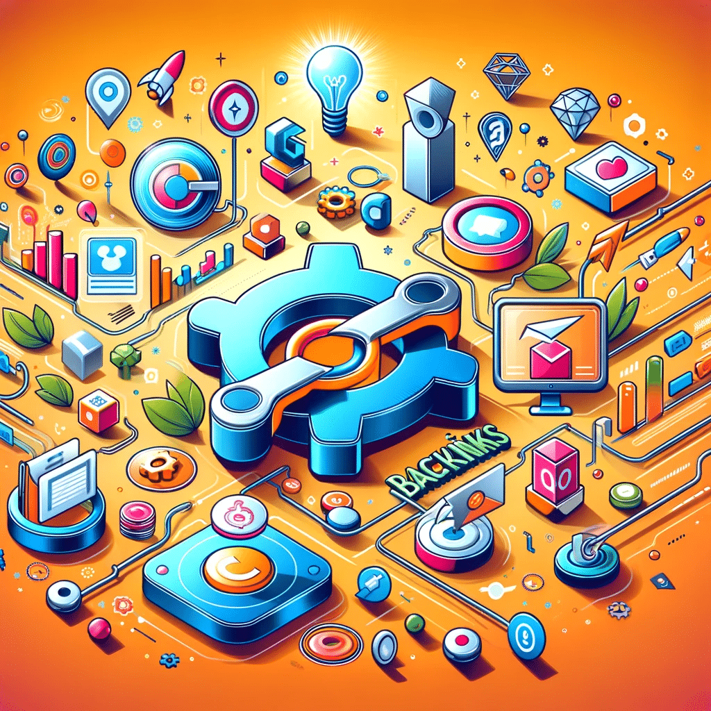 Gráfico innovador mostrando métodos para generar backlinks de calidad, incluyendo contenido creativo y colaboración con influencers y link building. | Posiciona.Digital