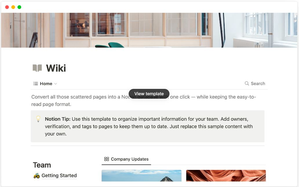 notion templates - wiki