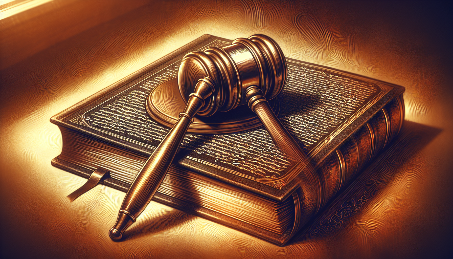 Illustration of a gavel and a book symbolizing legal rights