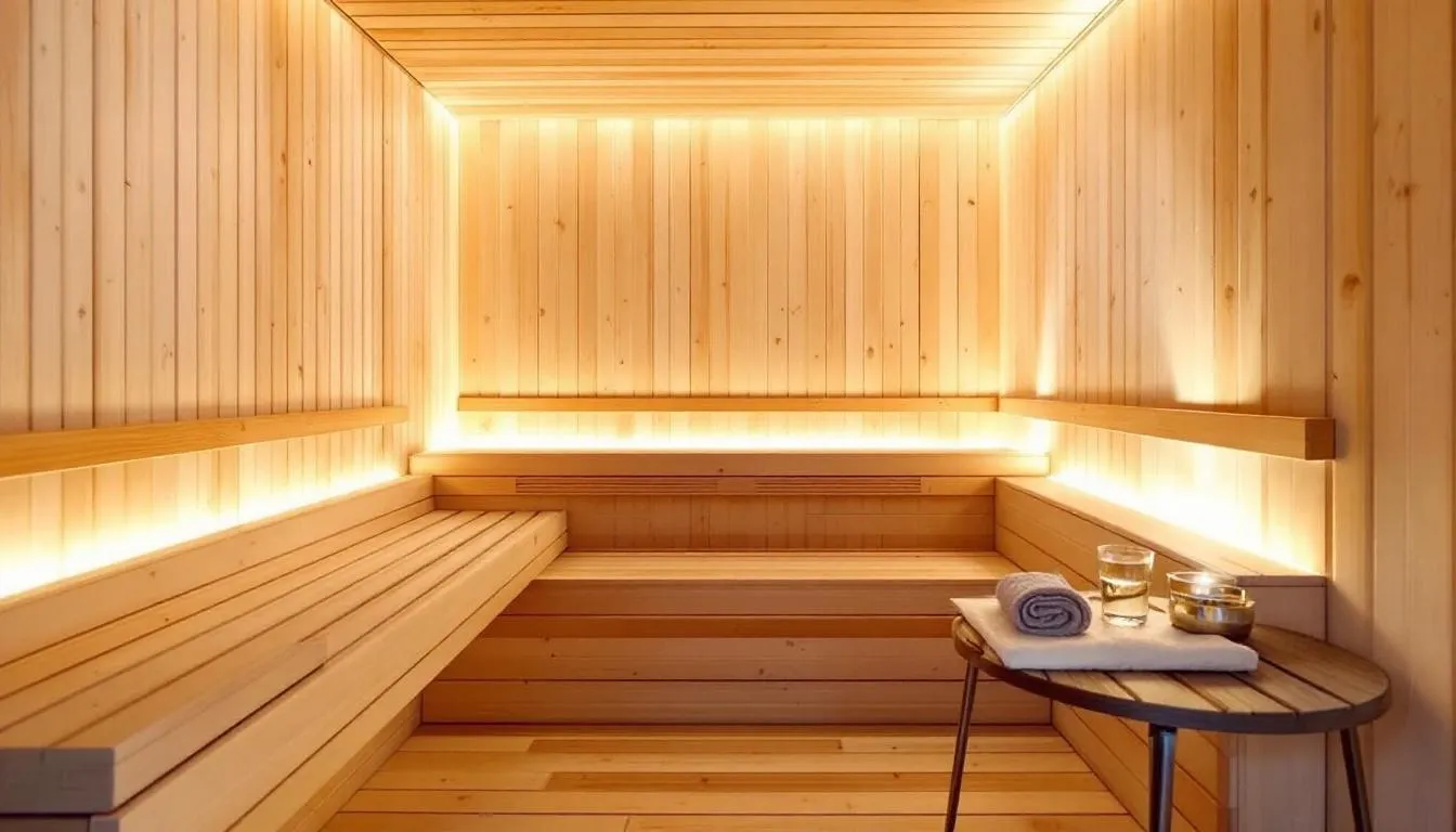 The image depicts a full spectrum infrared sauna, showcasing its sleek design and interior, which is designed for sauna sessions that utilize infrared light to provide therapeutic benefits. Unlike traditional saunas, this full spectrum infrared sauna offers various wavelengths that penetrate the body directly, promoting improved circulation and pain relief while enhancing overall health.