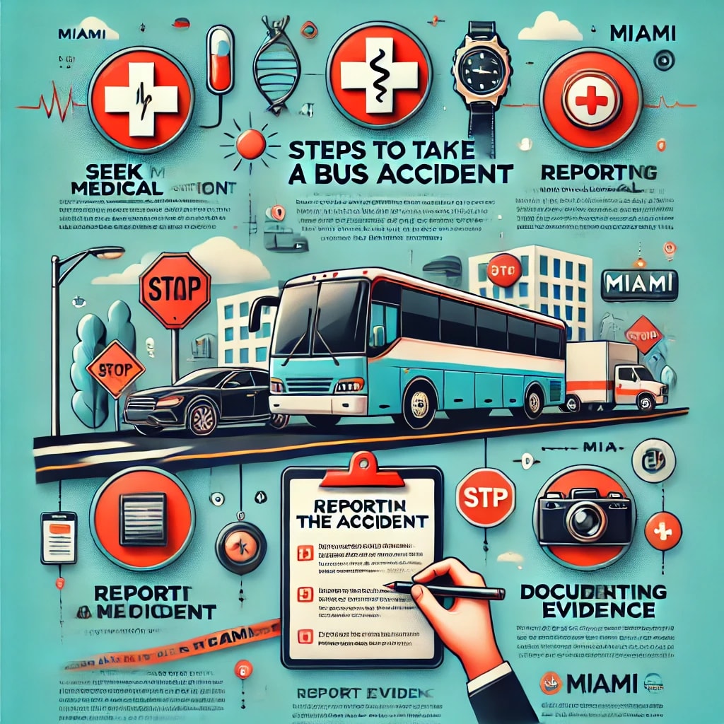 Steps to take after a bus accident.