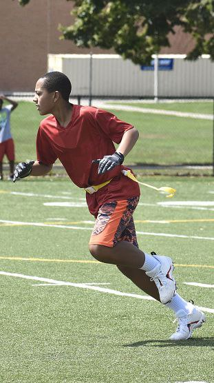 A flag football player 