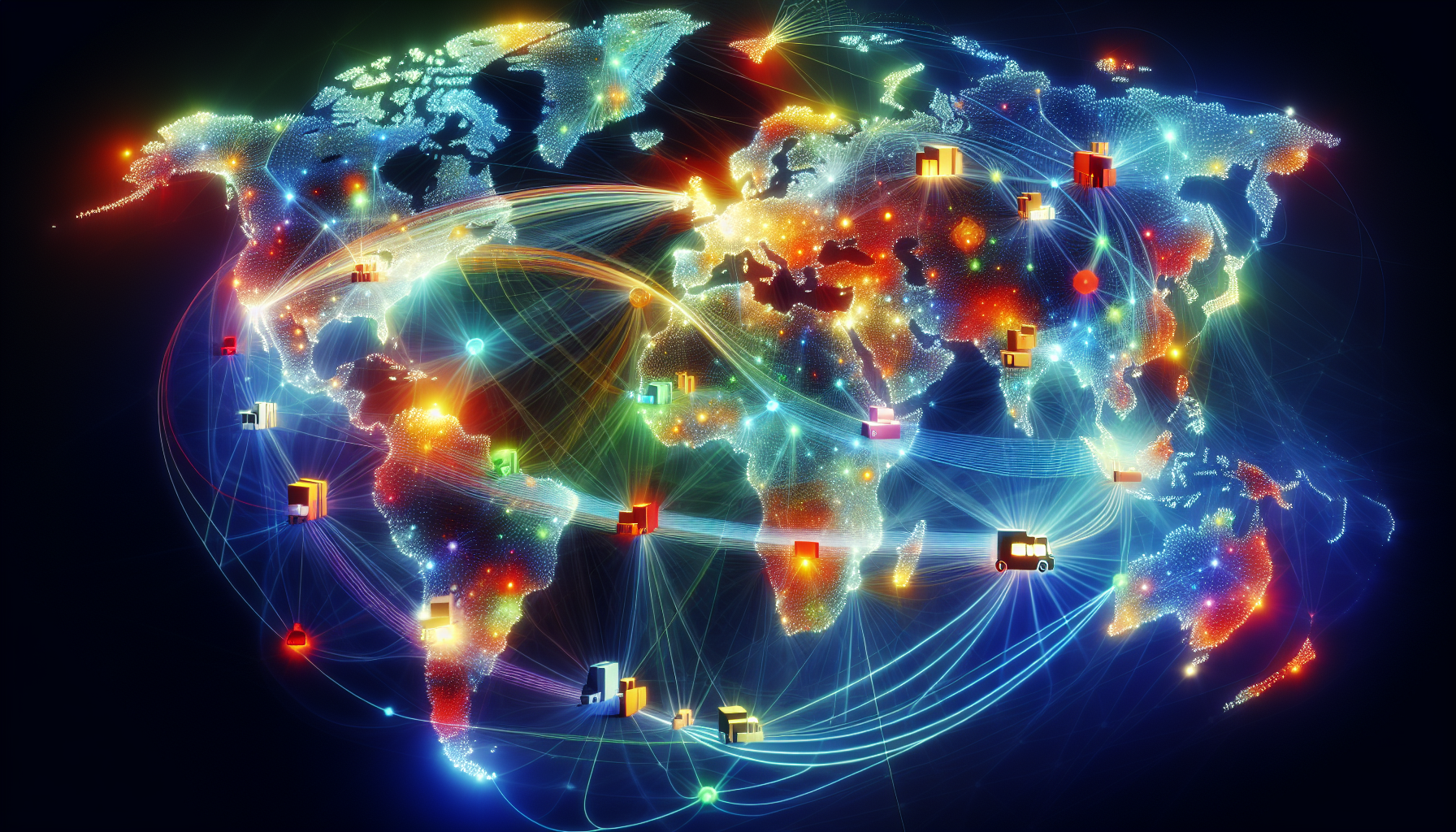 luxury Personal Shopping 3 Illustration of a world map with delivery routes for global hand delivery