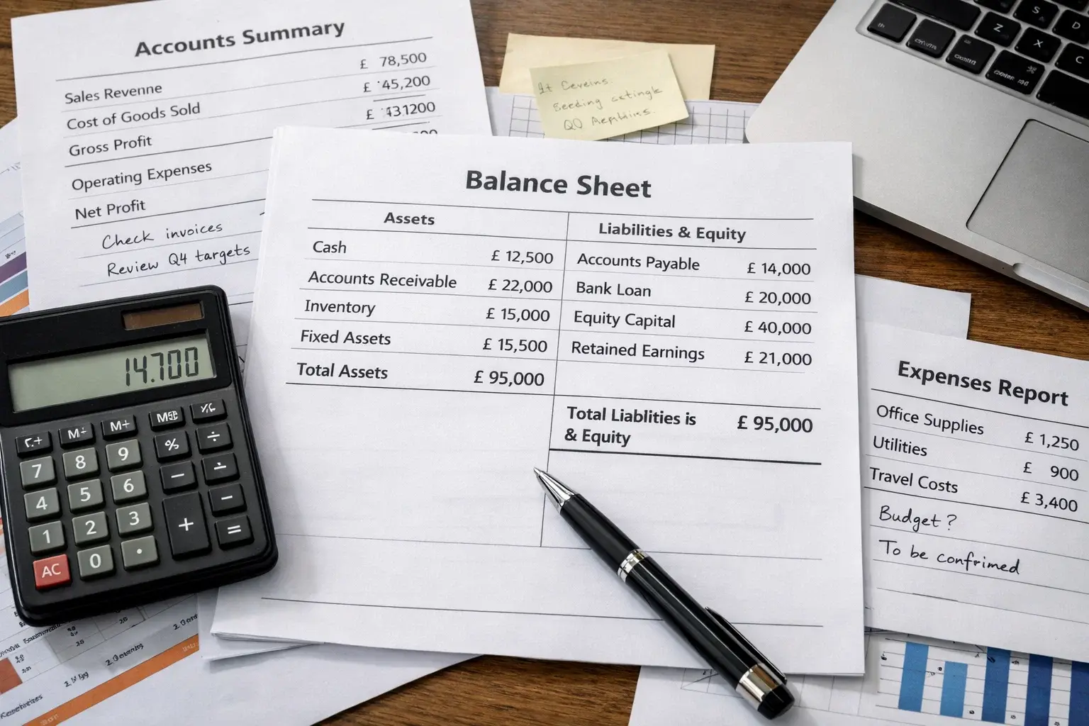 Close-up of financial documents and accounts representing UK audit requirements and reporting