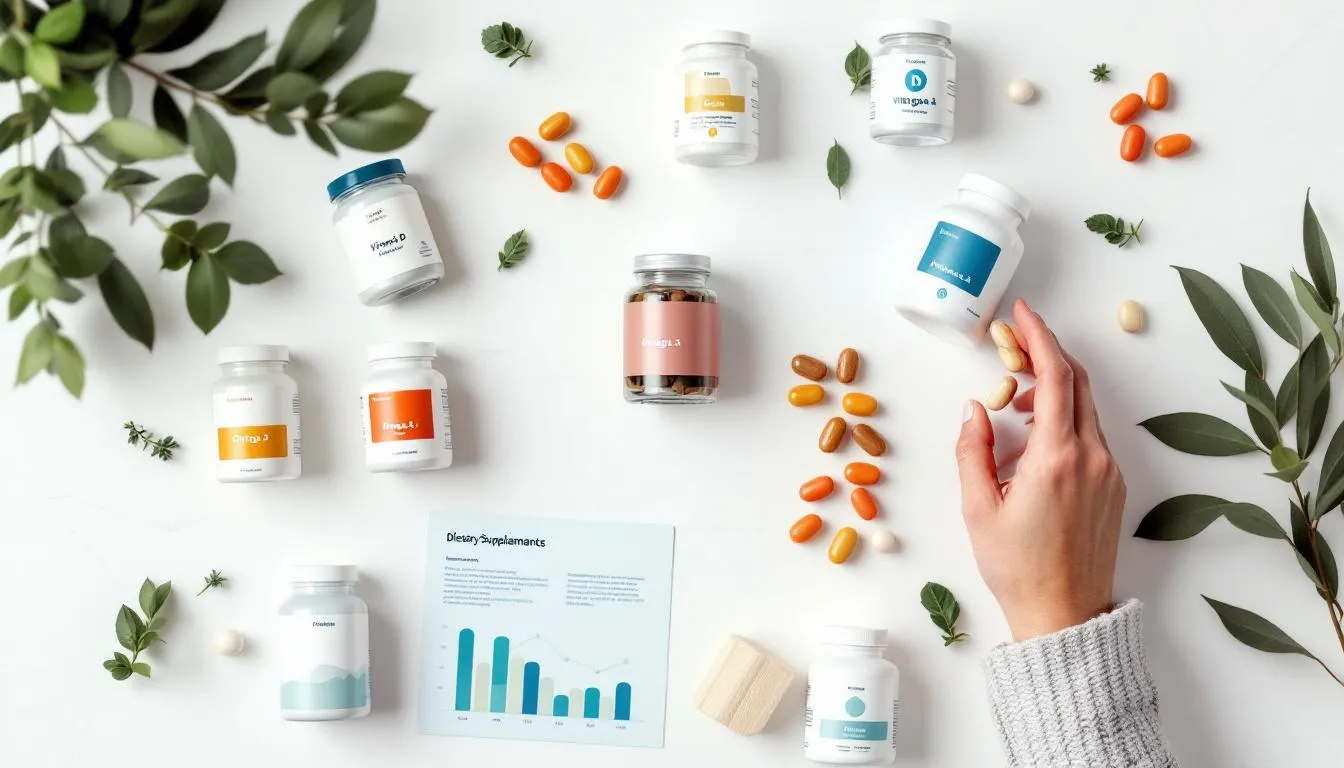 A person holding various dietary supplements, emphasizing the importance of maintaining your supplement regime.