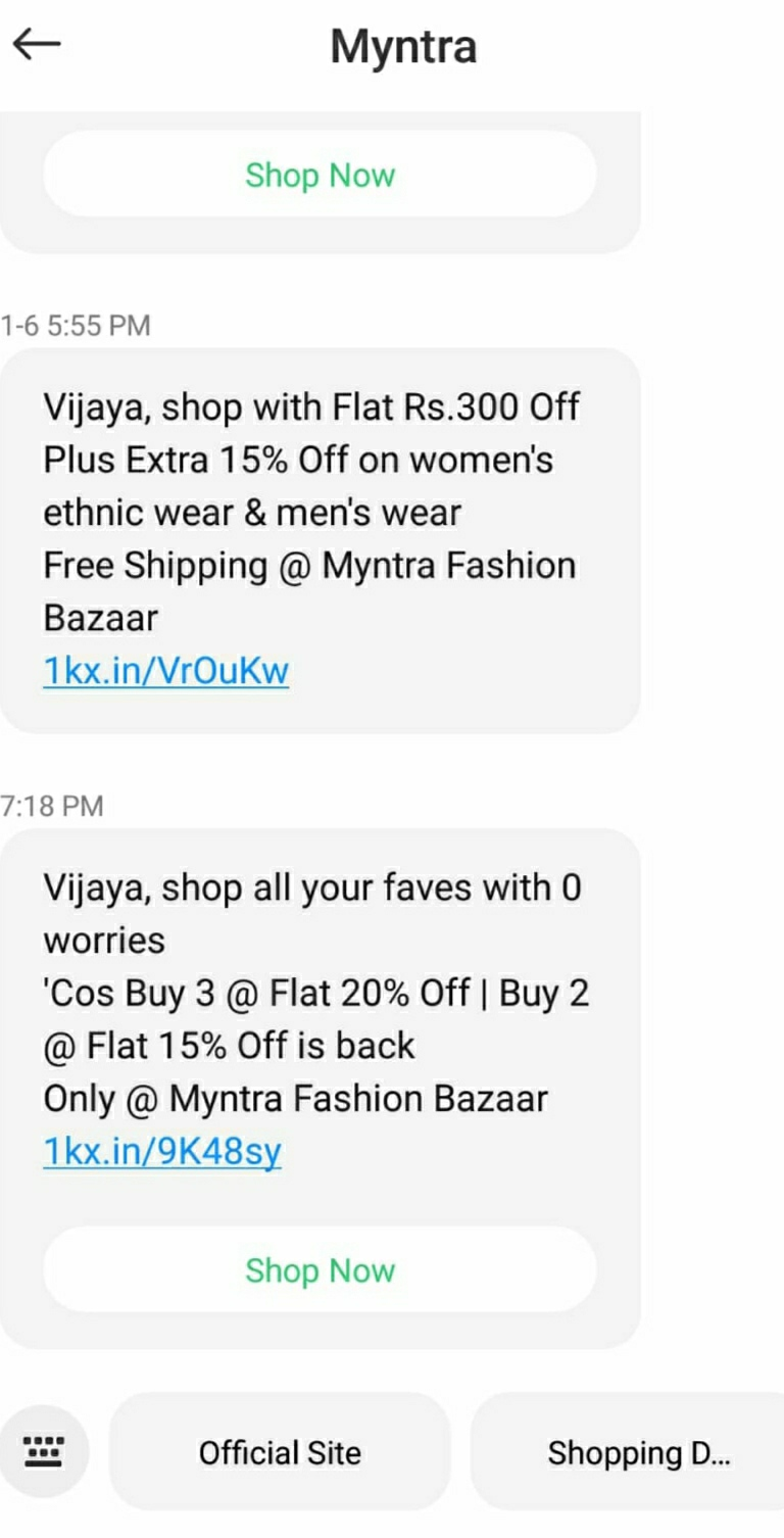 Myntra's SMS Marketing 