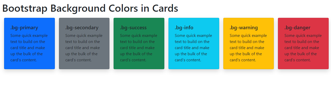 Bootstrap background colors in cards.