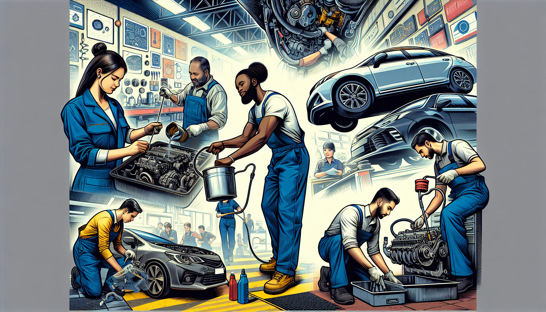 Illustration of preventative maintenance services for vehicles