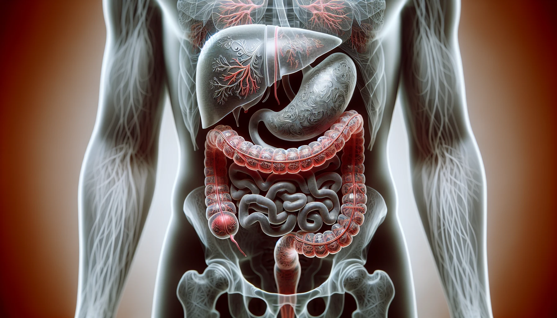 Illustration of a human digestive system