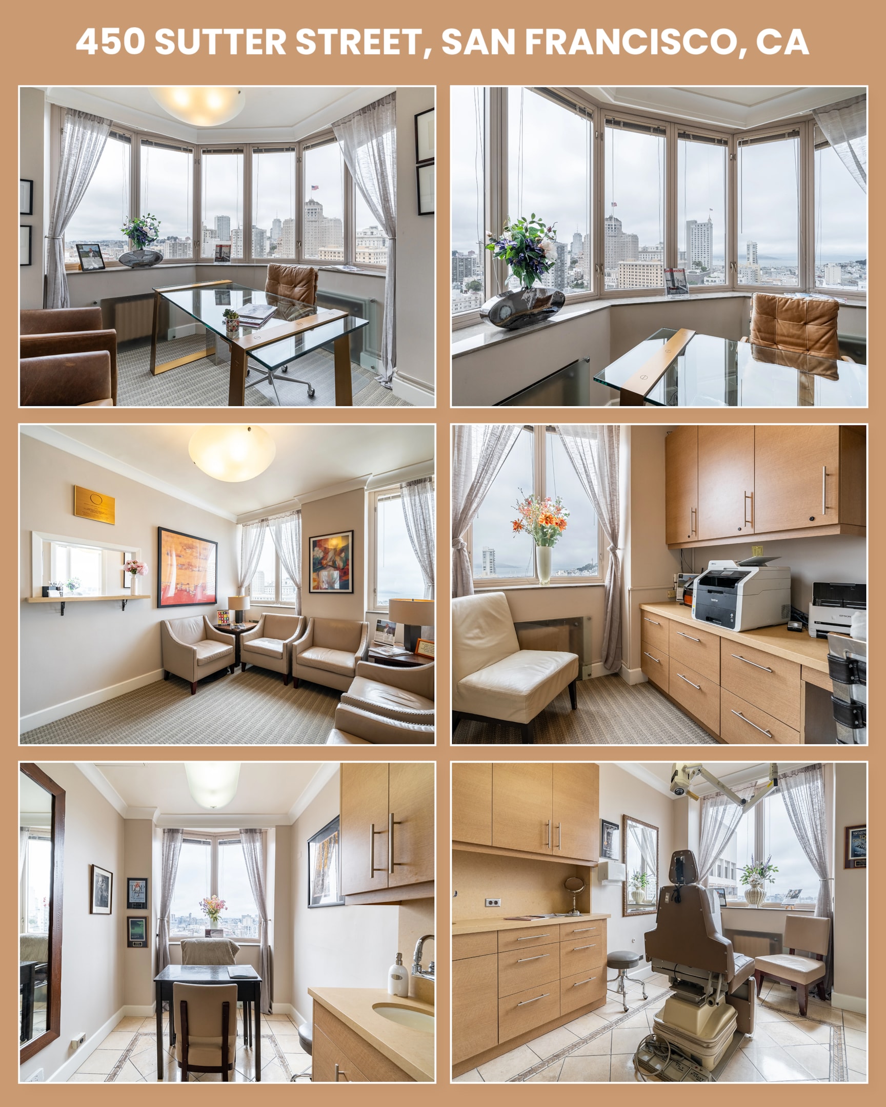 Photos of Dr. Delgado,s office in San Francisco of Union Square.