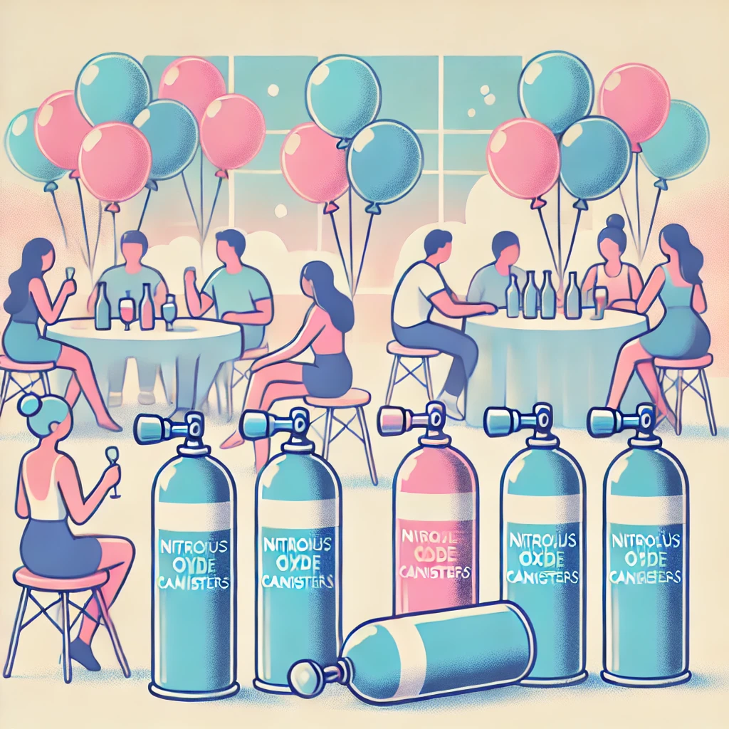 An illustration depicting the legal aspects surrounding nitrous oxide use.