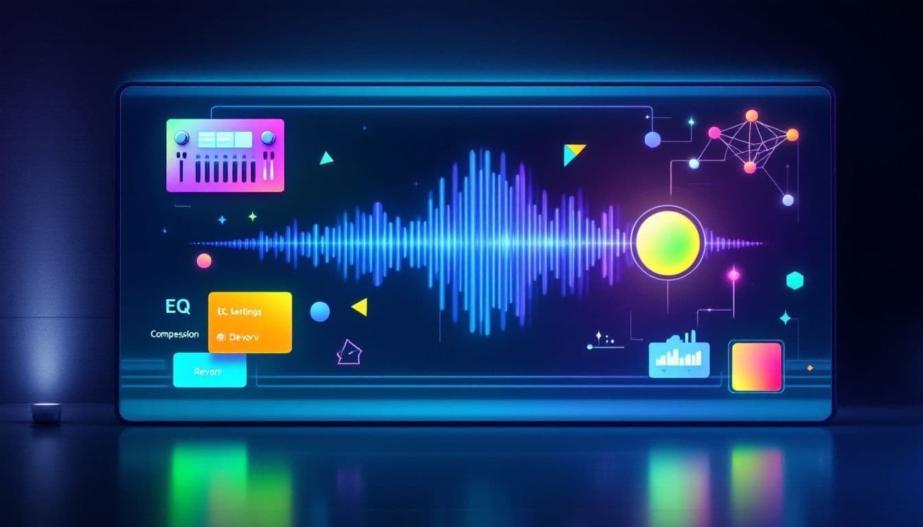 An online course interface showing lessons on audio engineering and music production.