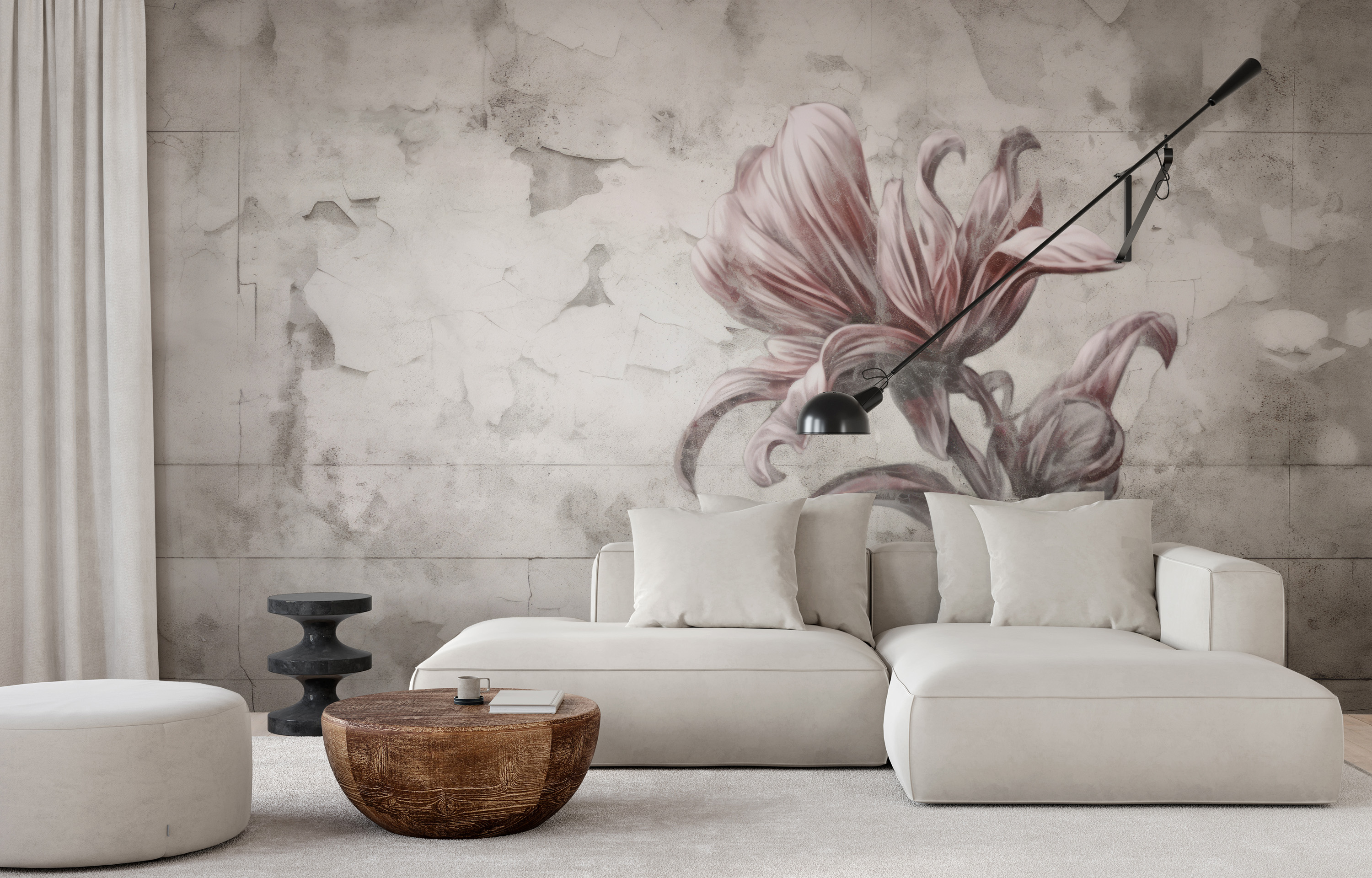 One of the Decomura photo wallpaper patterns from the "Concrete&Flowers" collection