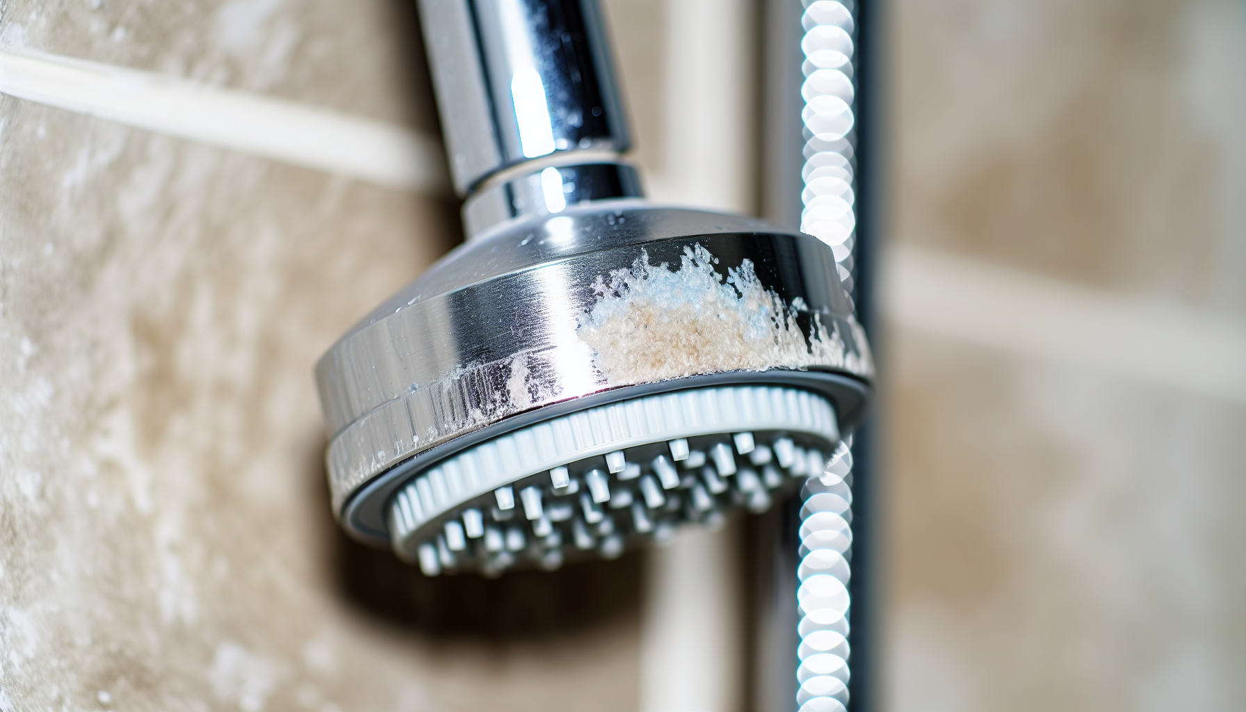 Shower head with mineral deposits