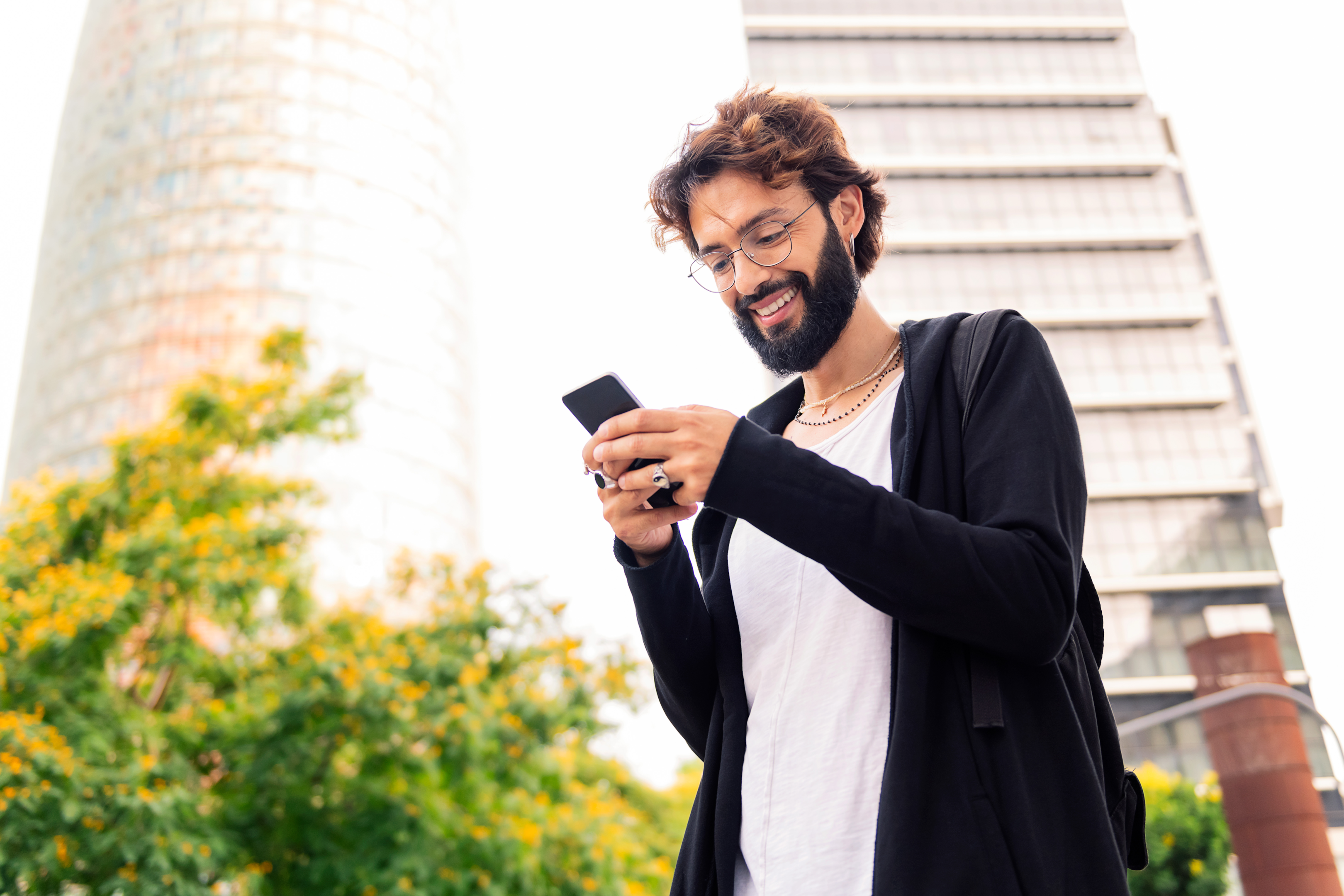 Man outside using mobile