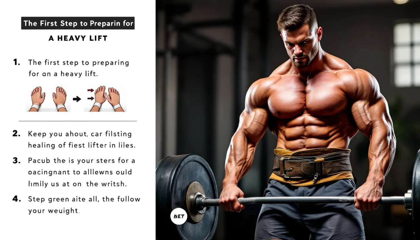 An advanced lifter preparing for a heavy lift with a weightlifting belt.