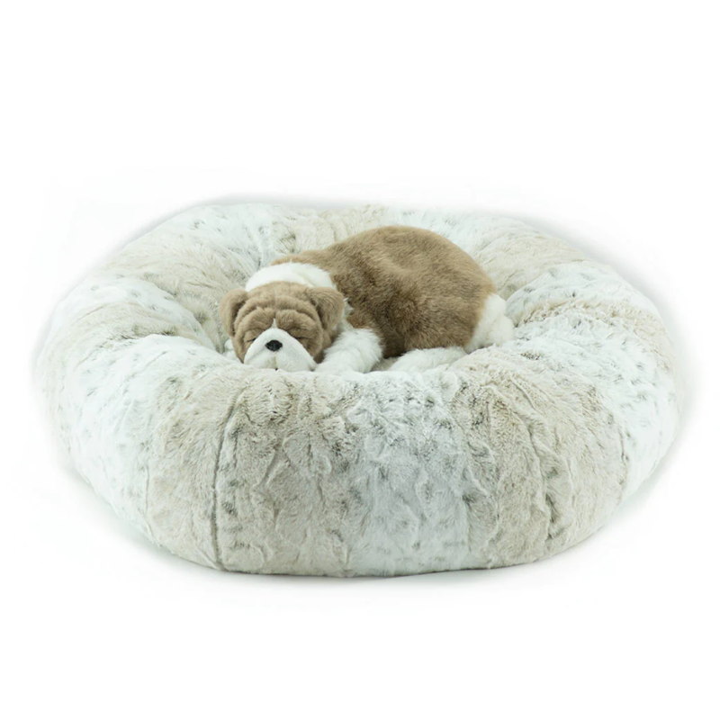 Image of the Soft Snow Leopard luxury dog bed.