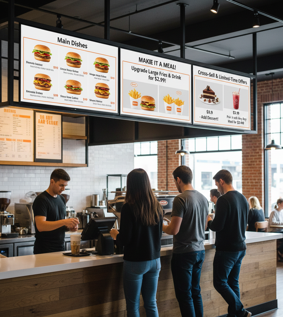 digital menu boards for upselling and cross-selling