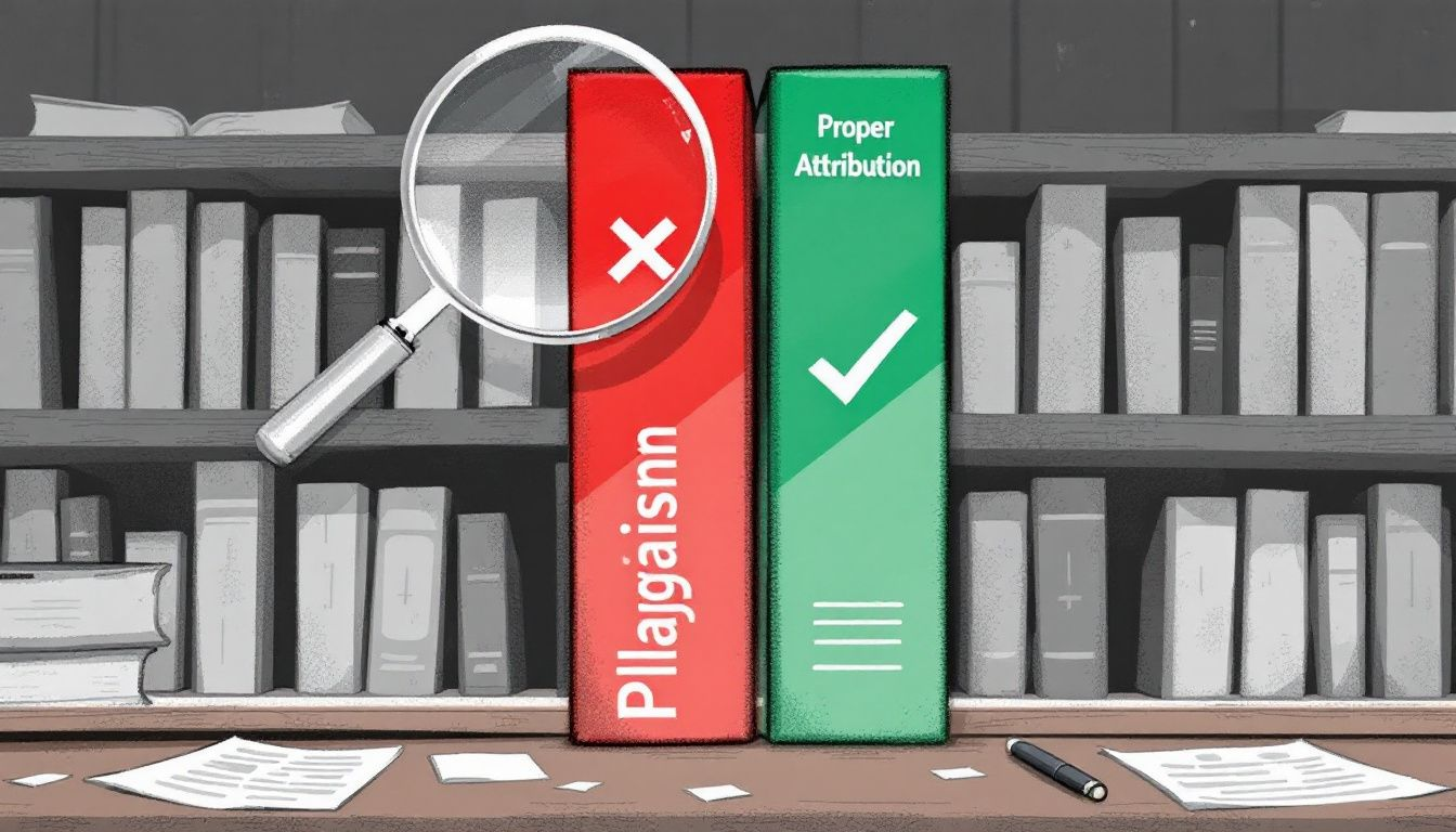 A comparison of plagiarism and proper attribution.