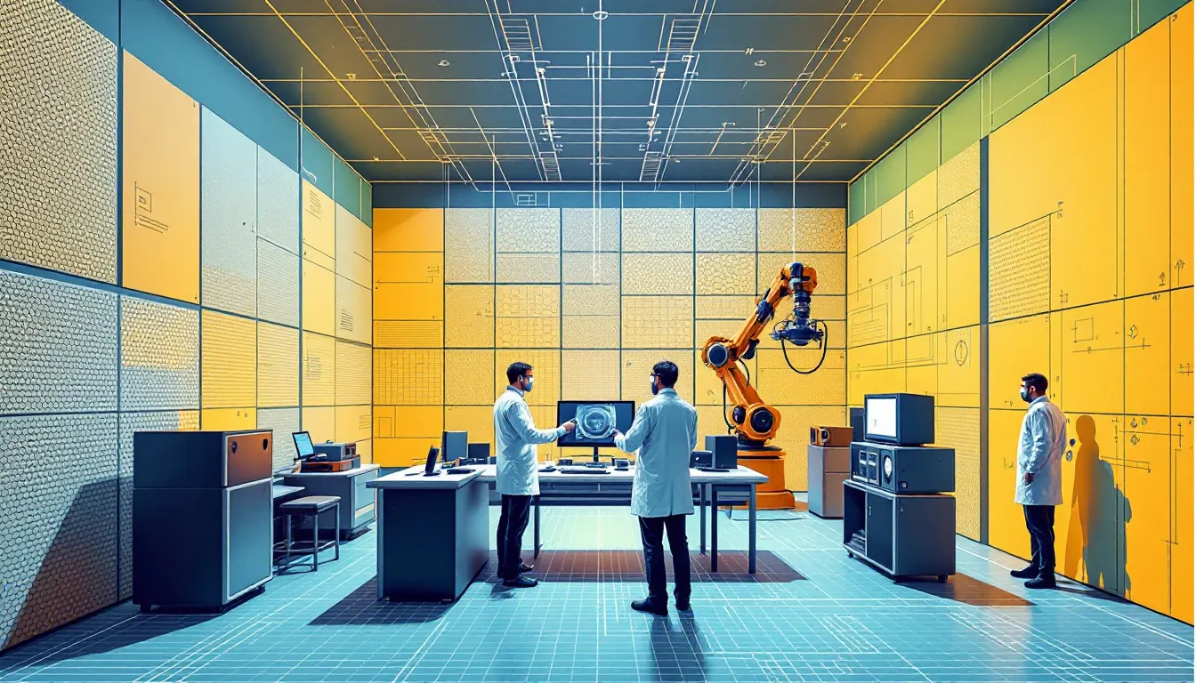 A scene illustrating the process of conducting sound insulation tests with technicians at work.