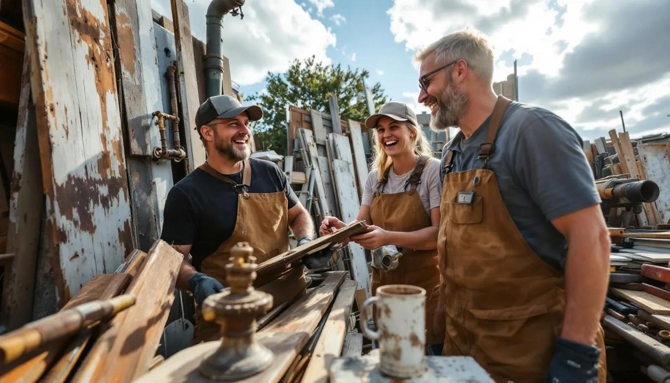 Shopping at salvage yards for home renovation materials.