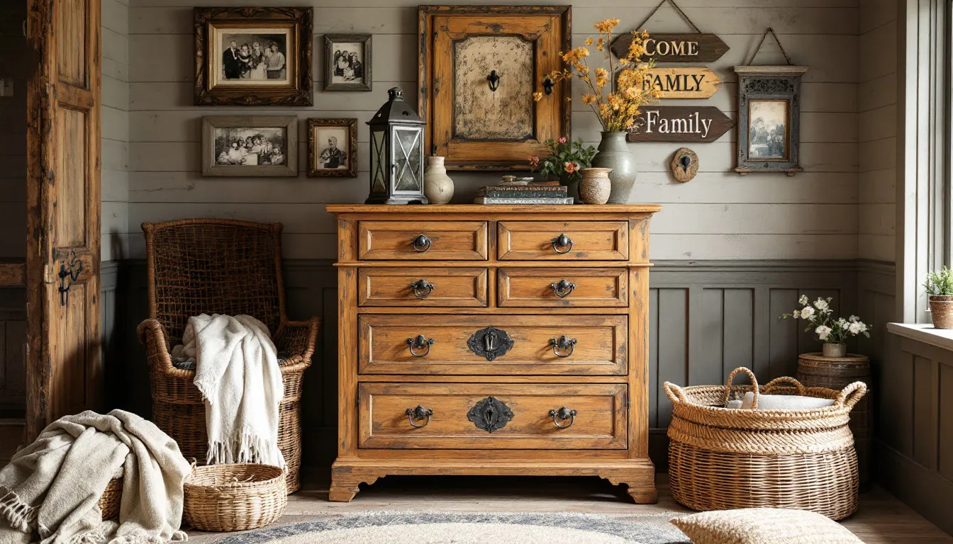 A well-styled oak tallboy dresser adorned with decorative items, illustrating styling ideas.