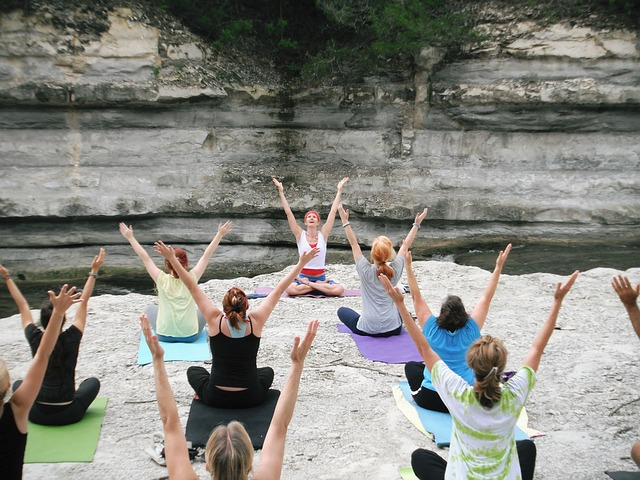 women, yoga class, asana