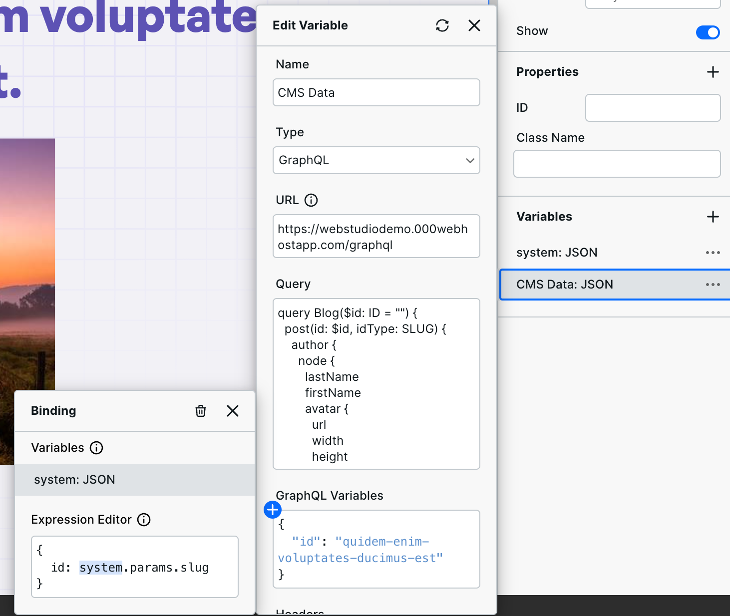 Variable in Webstudio to fetch WordPress Post
