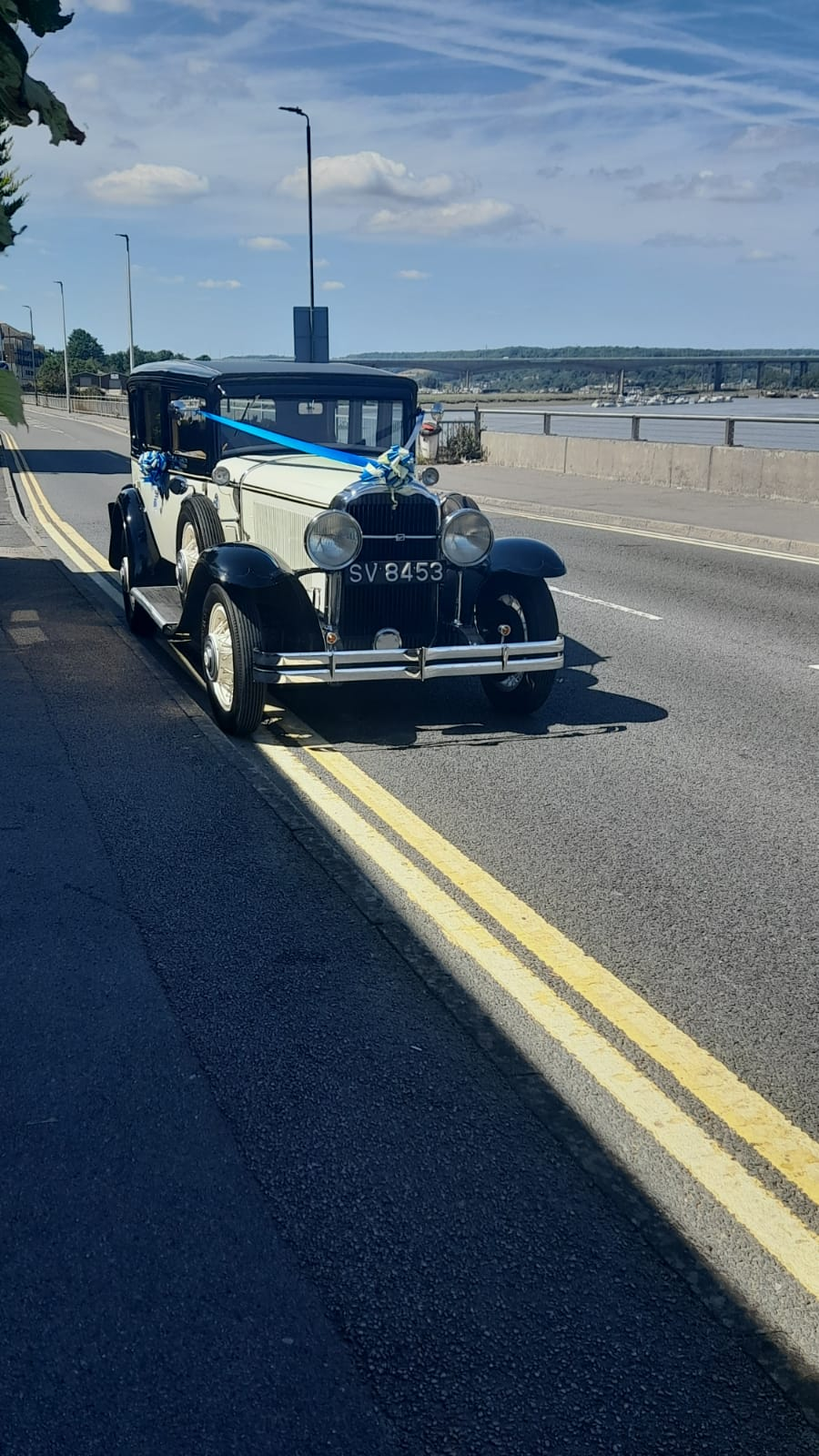 Buick travelling over Rochester Bridge in Medway Kent