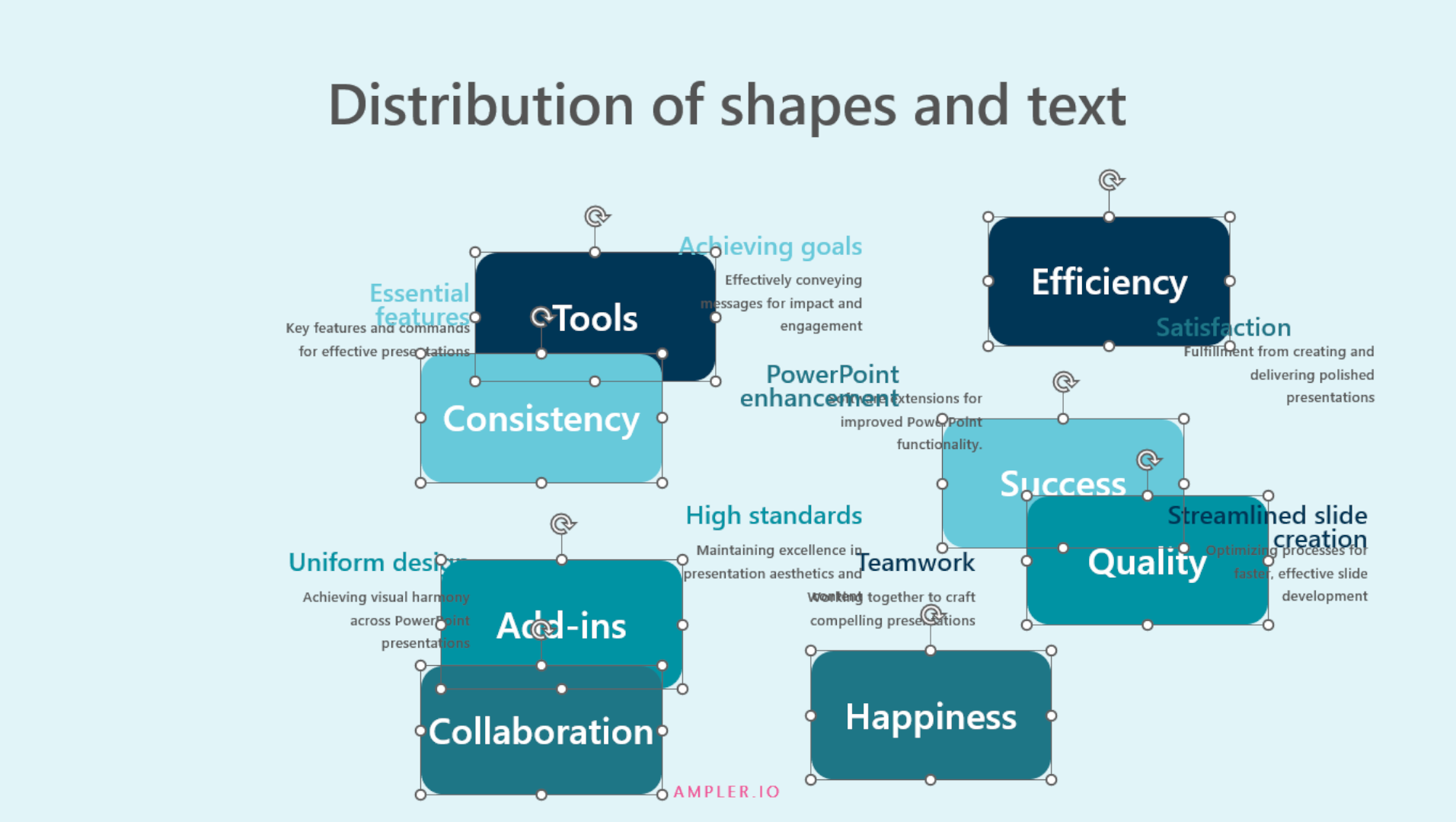 How to use Ctrl + click to select multiple objects in PowerPoint and distribute shapes and text