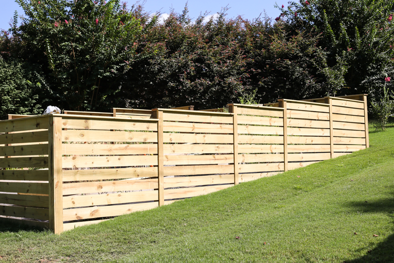 Stepped Horizontal Wood Fence