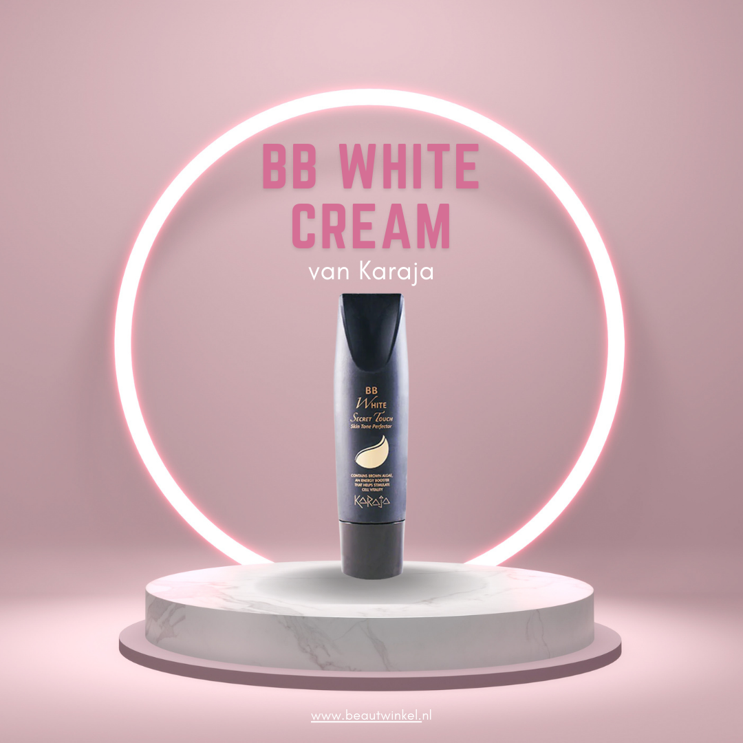 Productafbeelding van de BB White Cream van Karaja, een kleuradaptieve BB cream die zich aanpast aan de natuurlijke huidtint voor een stralende, matte finish.