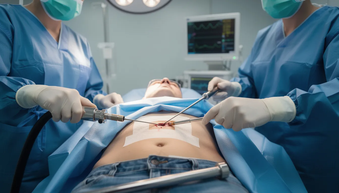 Craniofacial Hyperhidrosis NHS: Symptoms, Causes and Treatment Options 3 The image depicts a surgical procedure known as endoscopic thoracic sympathectomy, a keyhole surgery aimed at treating severe hyperhidrosis. The focus is on the surgical instruments and the patient's chest area, highlighting the advanced techniques used to target excessive sweating in areas like the armpits and palms.