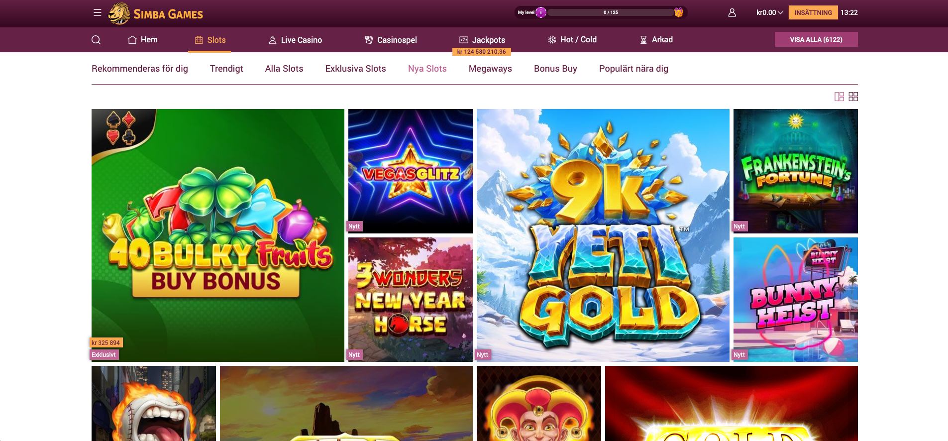 SimbaGames Casino spelautomater med exklusiva och nya slots