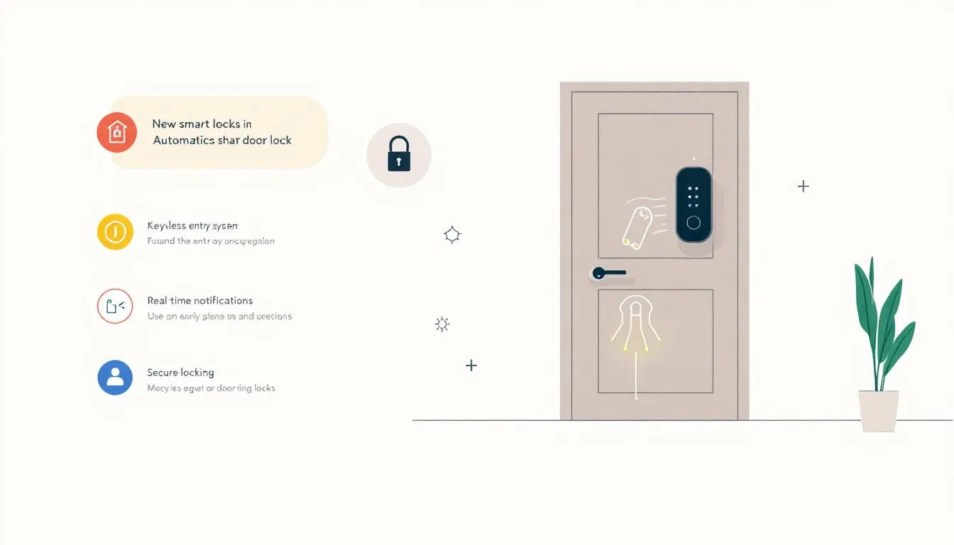 A visual representation of automatic locking features in smart door locks, emphasizing their convenience and security.